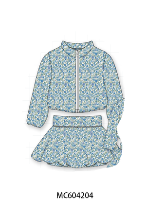 Teal floral print mom&me skorts set