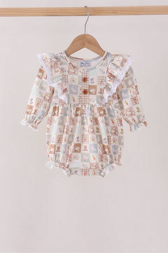 Khaki farm checkered ruffle bubble