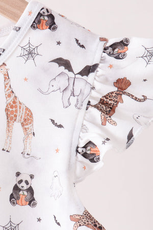 Brown zoo animal ruffle dress
