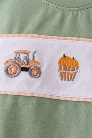 Green farm embroidery pants set