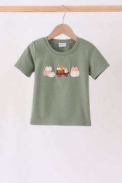 Green pumpkin french knot top