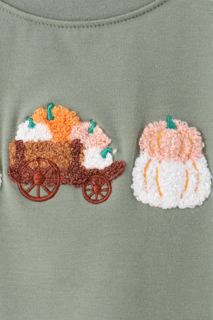 Green pumpkin french knot top
