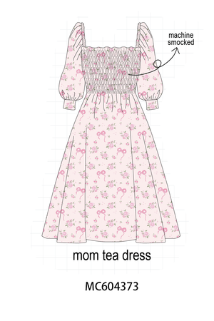 Pink Floral Bow Smocked mom dress