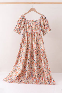 Coral floral tiered mom dress