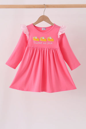 Pink sweet as pie embroidery ruffle dress