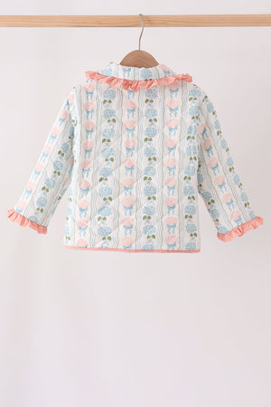 Blue hydrangea ruffle jacket