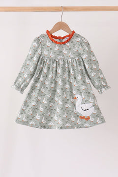 Grey goose applique ruffle dress