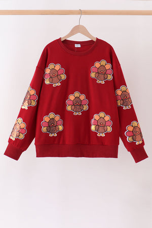 Rust turkey sequin mom&me top