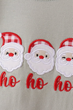 Sage santa applique gingham romper
