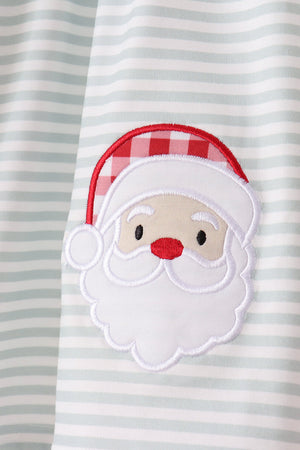 Sage santa applique gingham ruffle pants set