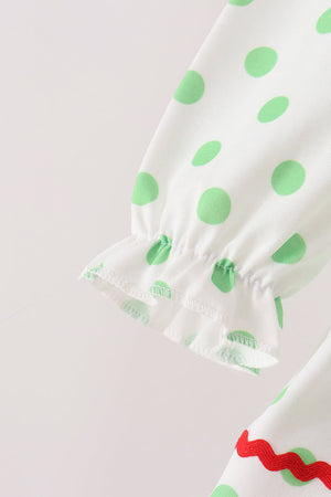 Green grinch embroidery dot bloomer set