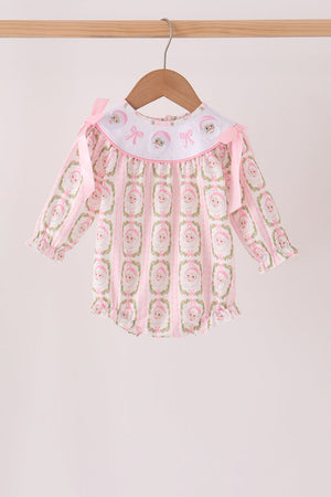 Pink santa bow embroidery bubble