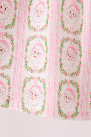 Pink Santa Bow Embroidery Dress