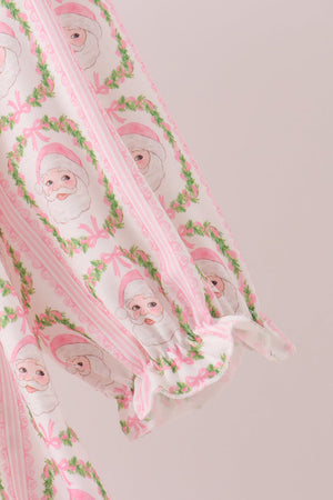 Pink Santa Bow Embroidery Dress
