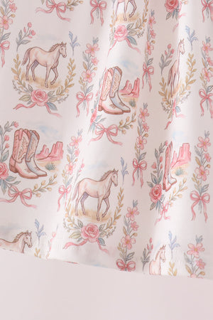 Pink horse ruffle pants set