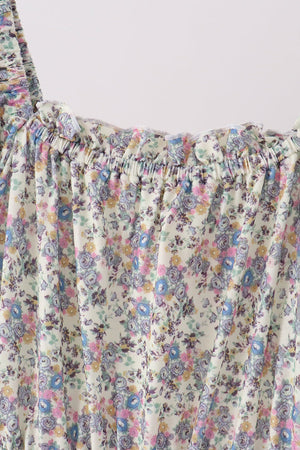 Blue floral smocked mom dress