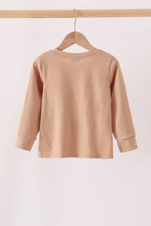 Brown deer embroidery top