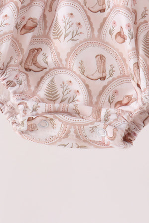 Brown Howdy Y'ALL embroidery ruffle bubble