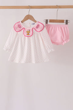 Pink french knot dot bloomer set