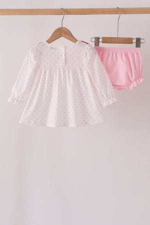 Pink french knot dot bloomer set
