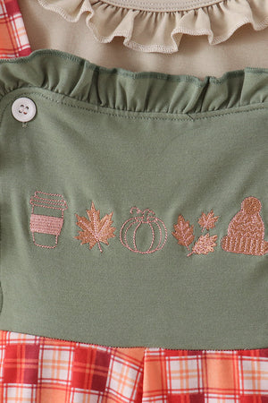 Green Pumpkin Embroidery 2cp jumpsuit set