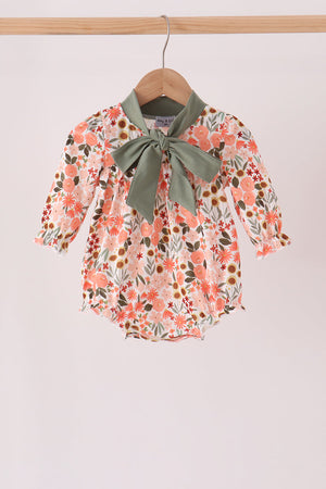 Green floral bow bubble