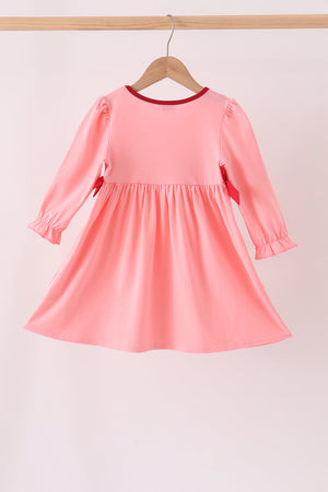 Pink turkey embroidery dress