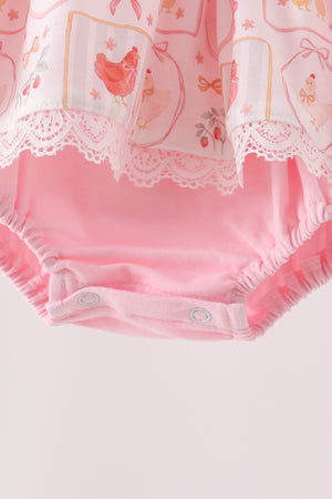 Pink chicken embroidery bubble