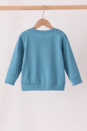 Blue Cow Embroidery Top