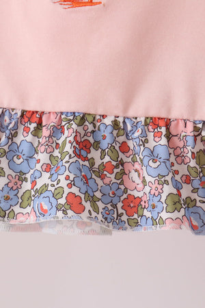 Pink Chicken Applique Ruffle Pants Set