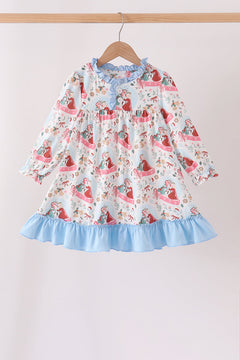 Blue frozen ruffle dress