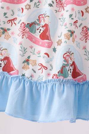 Blue frozen ruffle dress