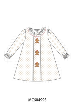 Pink Gingerbread Embroidery Ruffle Dress