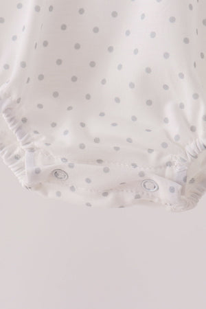 White Santa Baby French Knot Ruffle Bubble