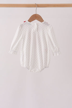 White Santa Baby French Knot Ruffle Bubble