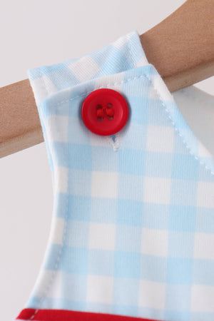 Blue Candy Cane Embroidery Gingham JonJon