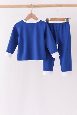 Blue Nativity Embroidery Pants Set