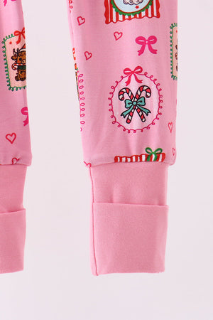 Pink Snowman Ruffle Bamboo Romper