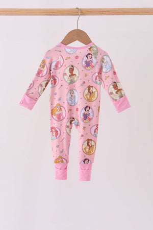 Pink Princess Zipper Bamboo Romper