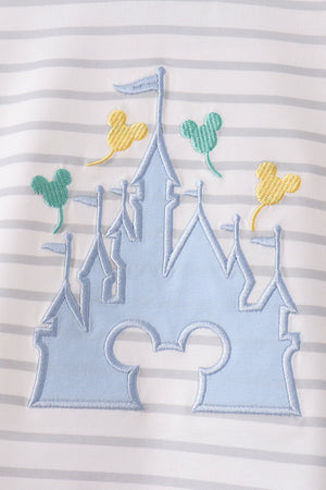 Blue Castle Applique Stripe Pants Set