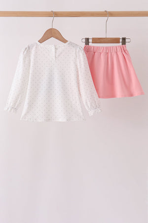 Pink Castle Applique Ruffle Skorts Set