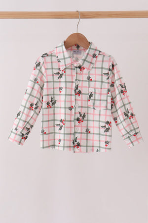 Red Holly Button Down Shirt