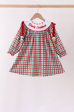 Red Character Embroidery Gingham Dress