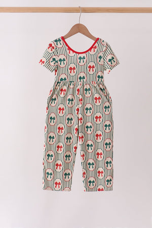 Green Christmas Bow Jumpsuit