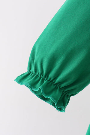 Green Reindeer French Knot Dress