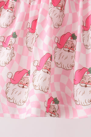 Pink Santa French Knot Ruffle Bloomer Set