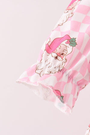 Pink Santa French Knot Ruffle Bloomer Set
