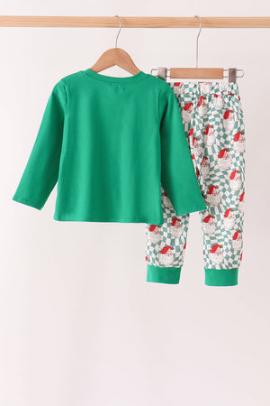 Green Santa French Knot Pants Set