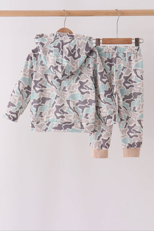 Hunting Deer Embroidery Ruffle Jogger Set
