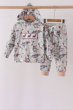 Hunting Deer Embroidery Jogger Set